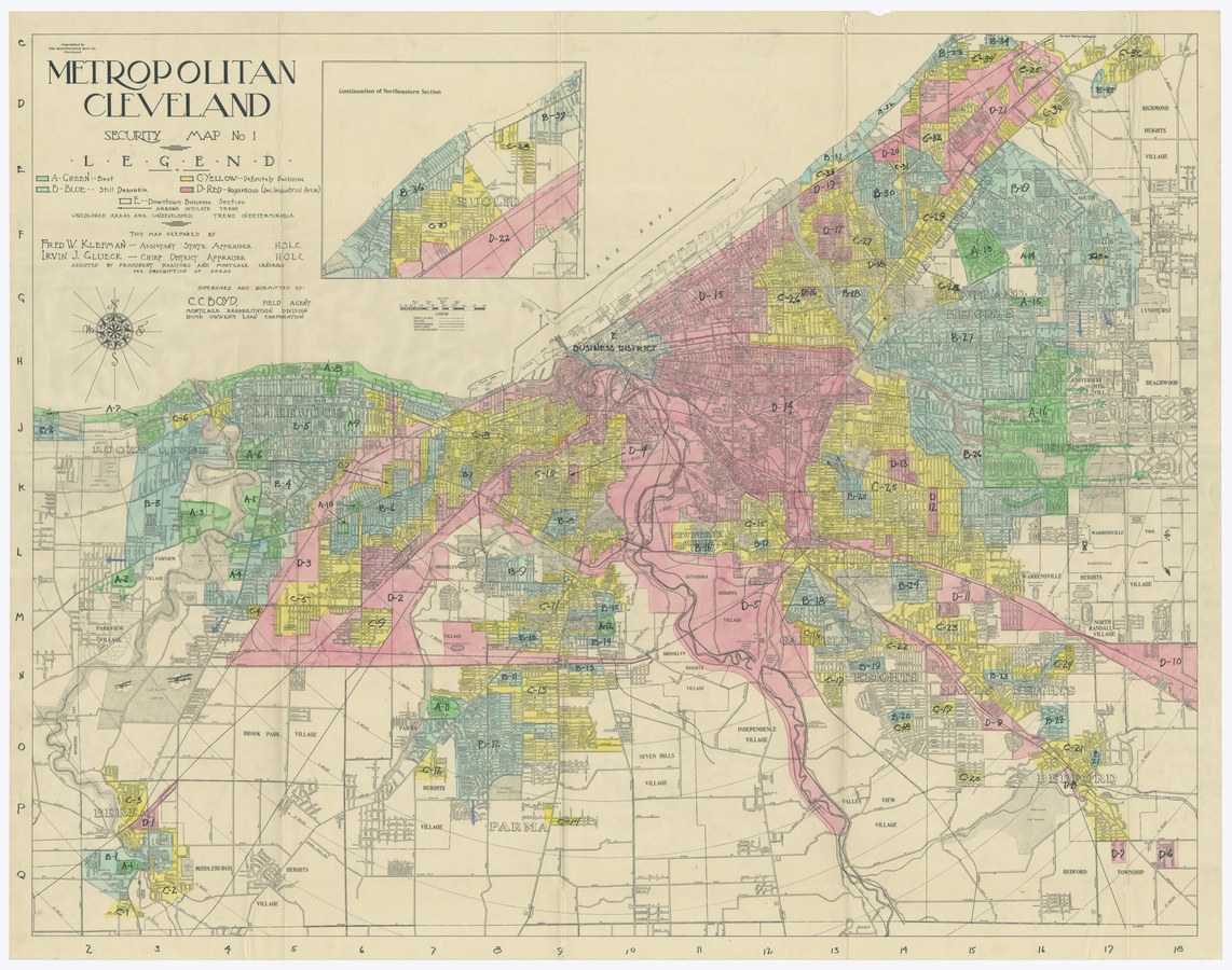 Metropolitan Cleveland Security Map No. 1, 1936 — HOLC Redlining Map